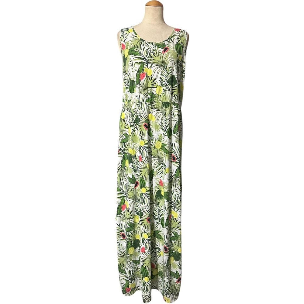 Esmara Tropical Jersey Knit Maxi Dress Green XL